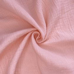 Ткань Муслин Жатый, цвет Нежно-Розовый (на отрез)  в Домодедово