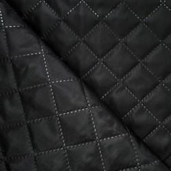 Стеганая подкладочная ткань с синтепоном (100гр/м2), цвет Черный (на отрез)  в Домодедово